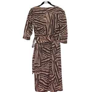 Animal Print, Banana Republic, Women's Cream Zebra Print, Midi Wrap Dress,Size 2